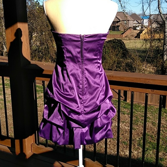 Wishes Wishes Wishes Size 9 Strapless Purple Bubble Hem Party Dress - Picture 7 of 12